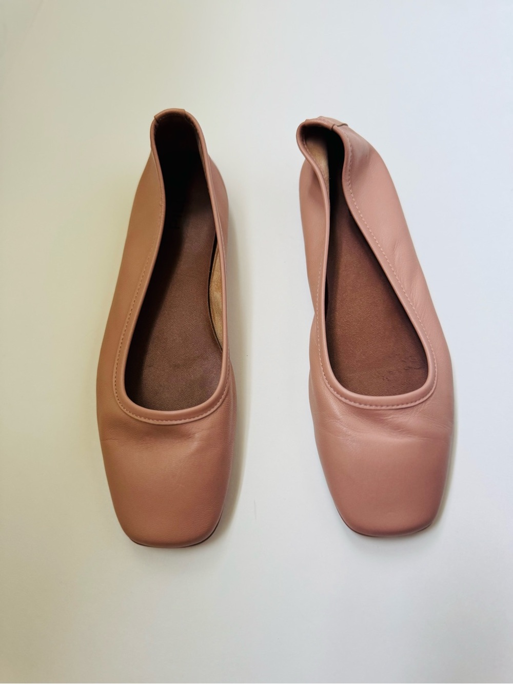 Pilcro Blush Pink Leather Square-Toe Ballet Flats
